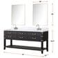 Lexora Home Norwalk 72" Double Bathroom Vanity in Black Oak with White Carrara Marble Top and Rectangular Sinks, , large