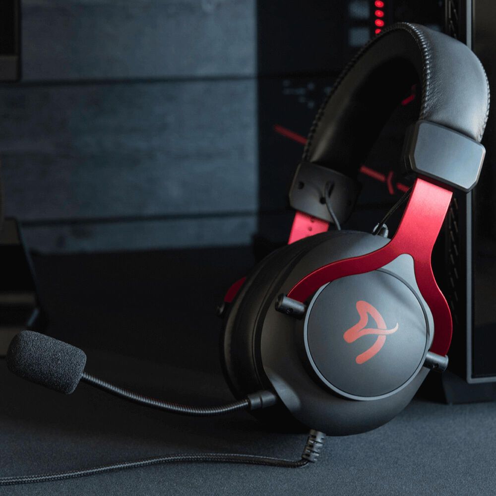 Arozzi Aria Gaming Headset with Detachable Microphone, 50mm Drivers, Microphone Mute Button, Volume Control, Aluminum Frame, and 7.25 ft Braided Cable - Red, , large