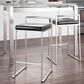 LumiSource Fuji Stackable Counter Stool with Black Faux Leather in Brushed Stainless Steel (Set of 2), , large