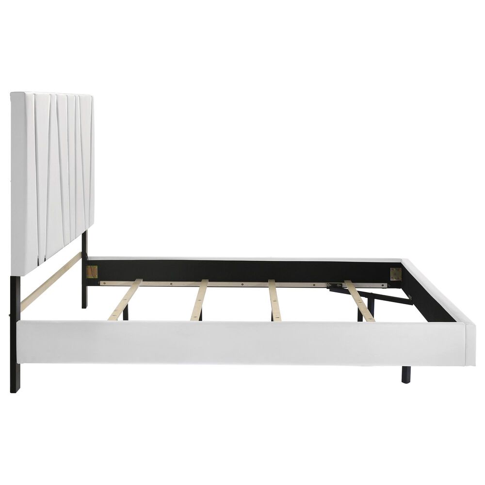 New Heritage Europa California King Upholstered Panel Bed with Lighting in White, , large