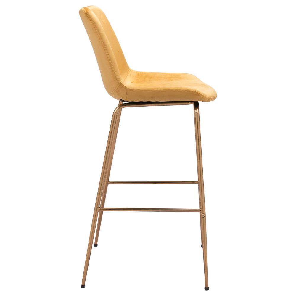 Zuo Modern Tony Extra Tall Bar Chair in Yellow/Gold, , large
