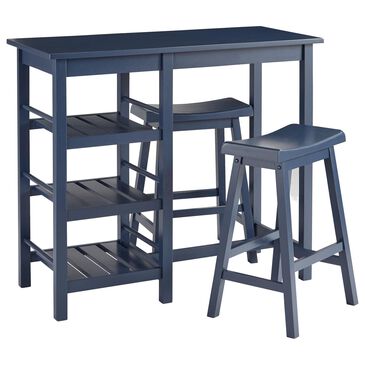 Tiddal Home Breakfast Club 3-Piece Counter Height Table Set in Distressed Navy, , large
