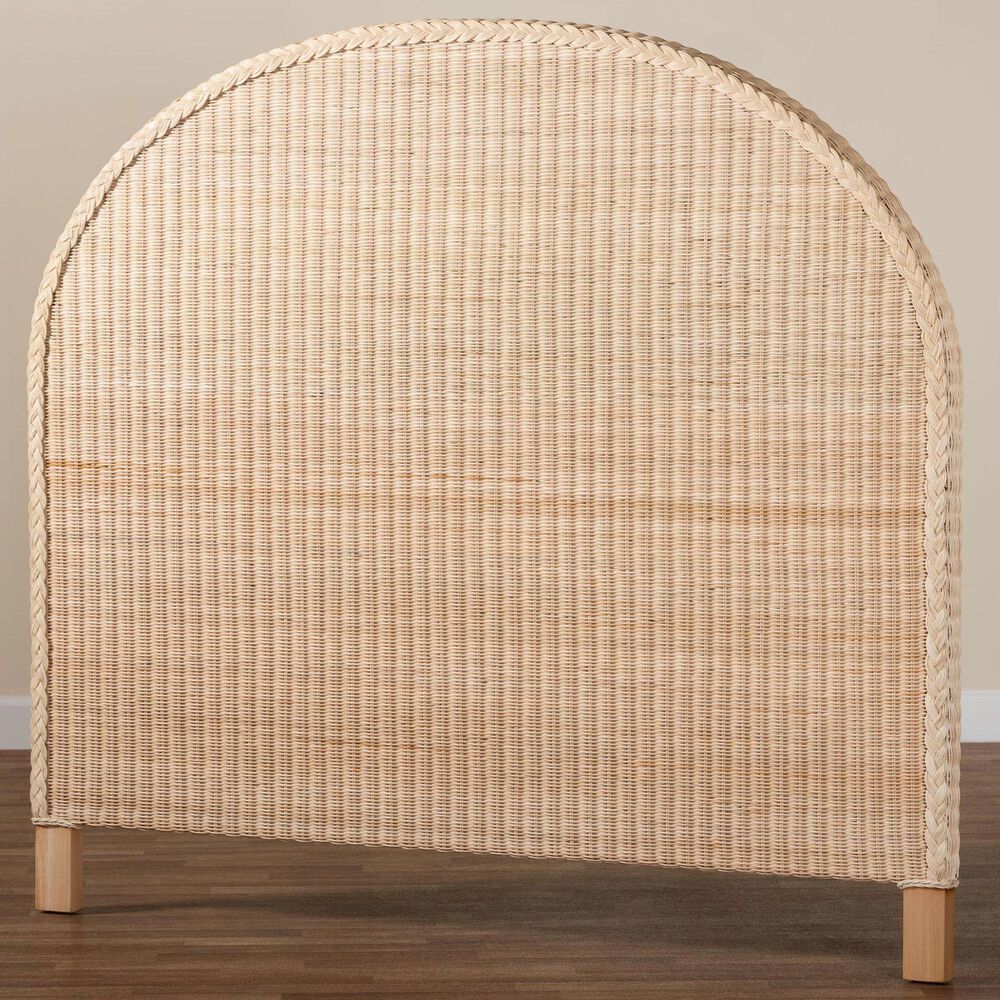 Baxton Studio Lanica Japandi Queen Standalone Headboard in Pale Brown, , large