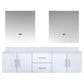Lexora Home Geneva 72" Double Bathroom Vanity in Glossy White with 2 cm White Cultured Marble Top, Rectangular Sinks and 30" LED Mirrors, , large