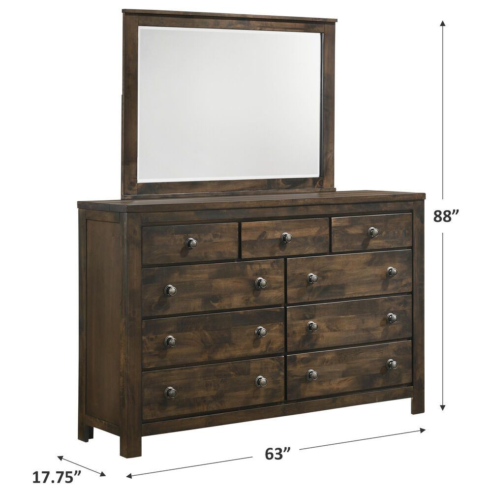 New Heritage Design Blue Ridge 9 Drawer Dresser and Mirror in Rustic Gray, , large