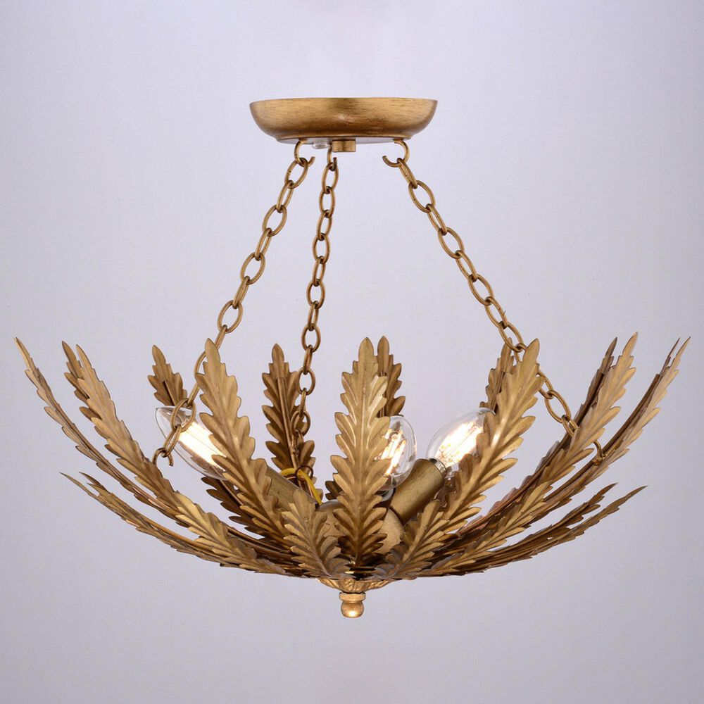 Vaxcel International Co. Ltd. Ozette 3-Light Semi-Flush Mount in Painted Gold, , large