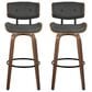 LumiSource Lombardi 30" Swivel Barstool with Grey Faux Leather Upholstery in Walnut and Black (Set of 2), , large