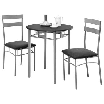 Monarch Specialties 3-Piece Bistro Set in Black and Silver, , large