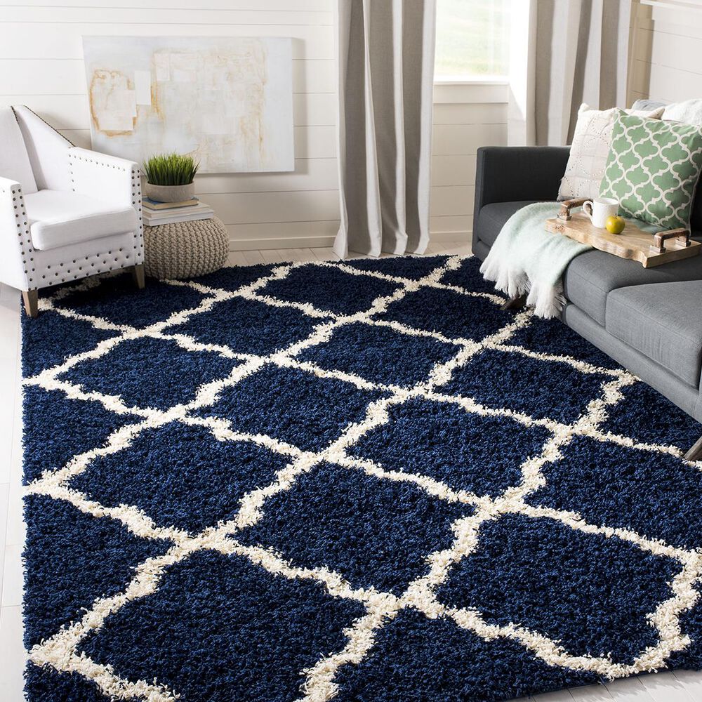 Safavieh Dallas Shag SGD257N-10 10&#39; x 14&#39; Navy/Ivory Area Rug, , large