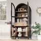 HOMLUX HOMLUX 71" Tall Arched Kitchen Pantry Cabinet with Door Shelves, Farmhouse Kitchen Storage Cabinet with Open & Adjustable Shelves, Hidden Drawer & Glass Door, Cupboard for Kitchen, Dining Room, Black, , large