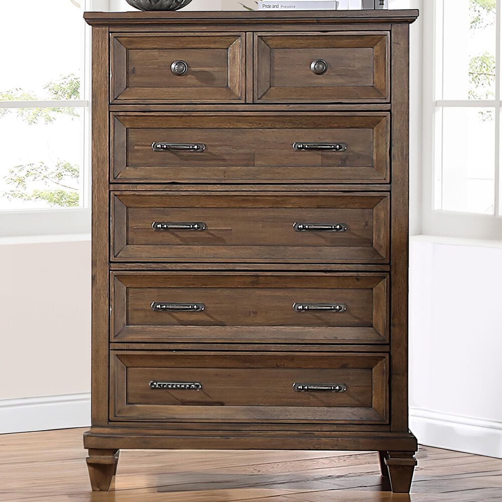 New Heritage Design Mariana 5-Drawer Chest in Vintage Mocha, , large