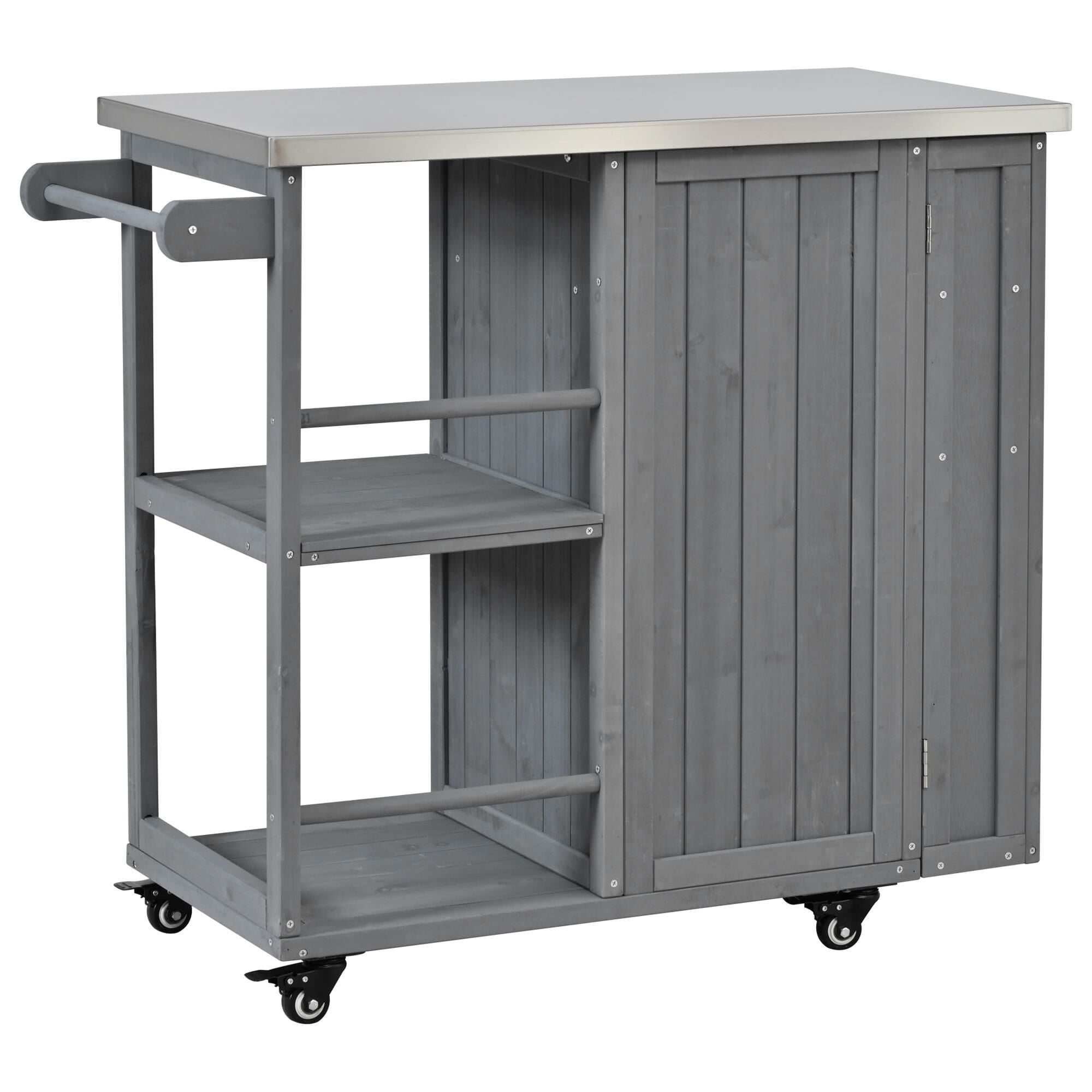 Hearth and Haven Outdoor Kitchen Island Cart with Stainless Steel
