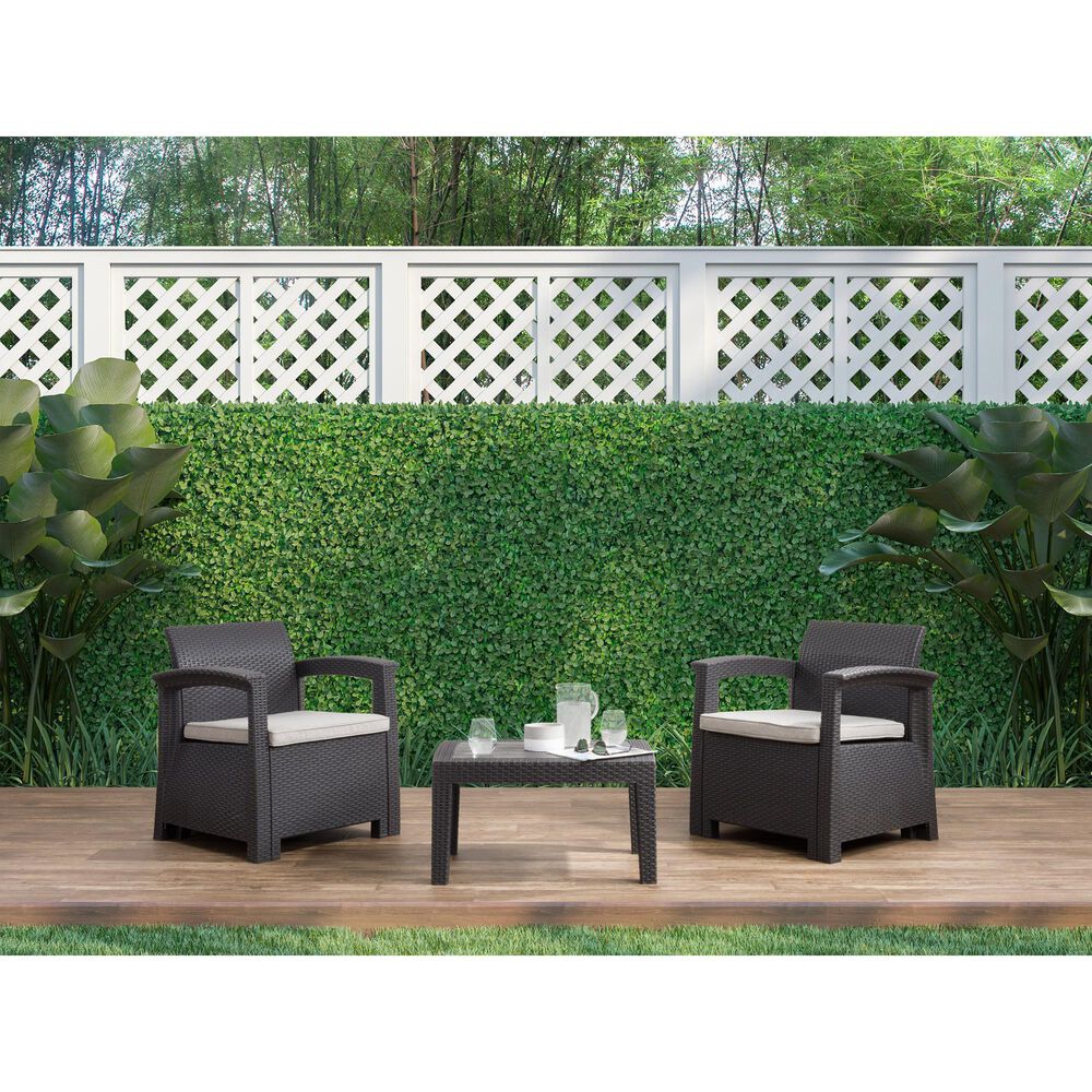 CorLiving Lake Front 3-Piece Patio Chat Set in Black/Gray, , large