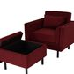 Linon Home Decor Wallis Accent Chair with Ottoman in Berry, , large