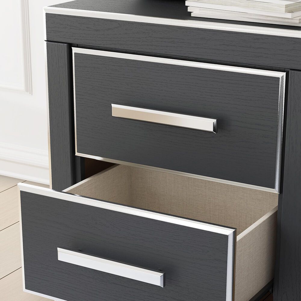 Ashley Zuraleus Queen Upholstered Panel Storage Bed with Two Nightstands in Matte Black, , large