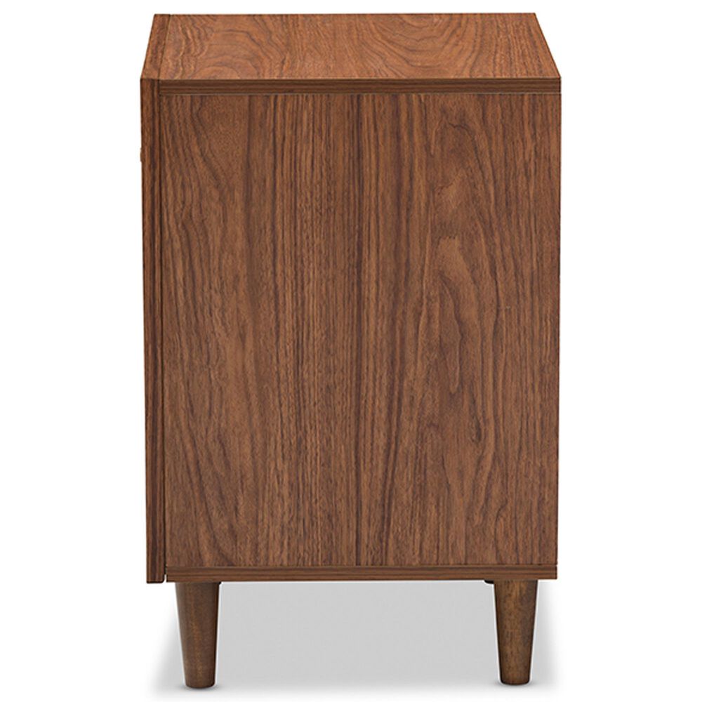 Baxton Studio Harlow 1-Drawer Nightstand in White and Walnut, , large