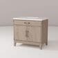Lexora Home Laurel 36" Single Bathroom Vanity in Grey Oak with White Carrara Marble Top and Rectangular Sink, , large
