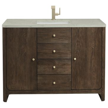 James Martin Vanities Gracyn 48" Single Bathroom Vanity in Sable with 3 cm Victorian Silver Quartz Top and Rectangular Sink, , large