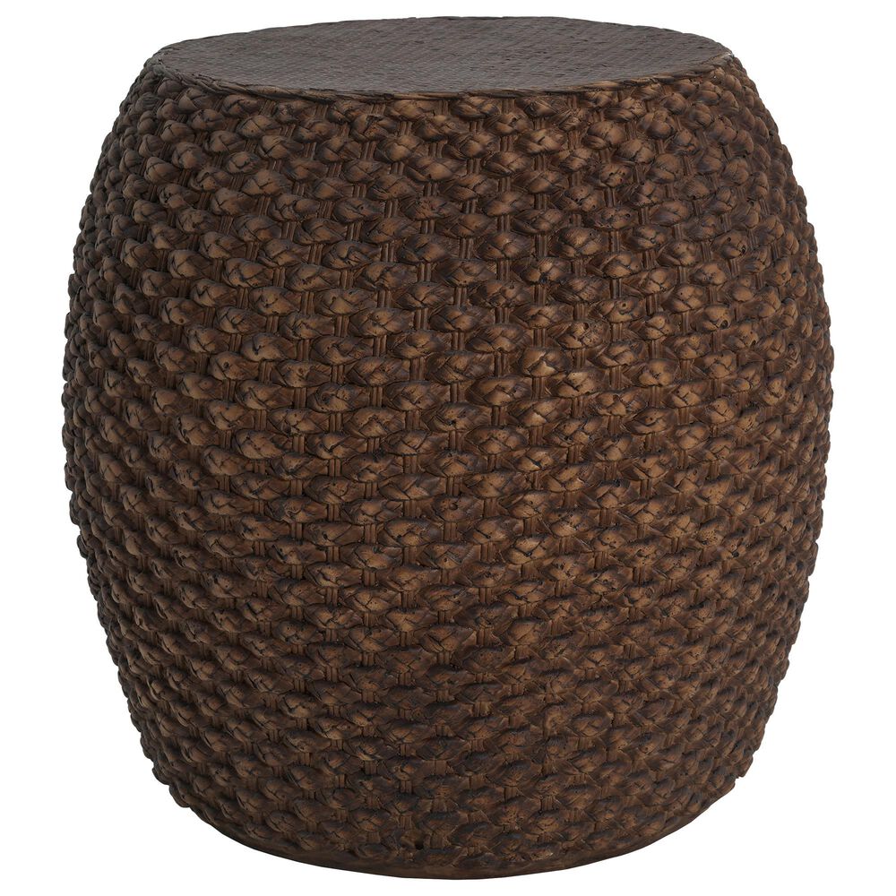 Hearth and Haven Outdoor Faux Rattan Side Table with Basket Weave Pattern in Brown, , large