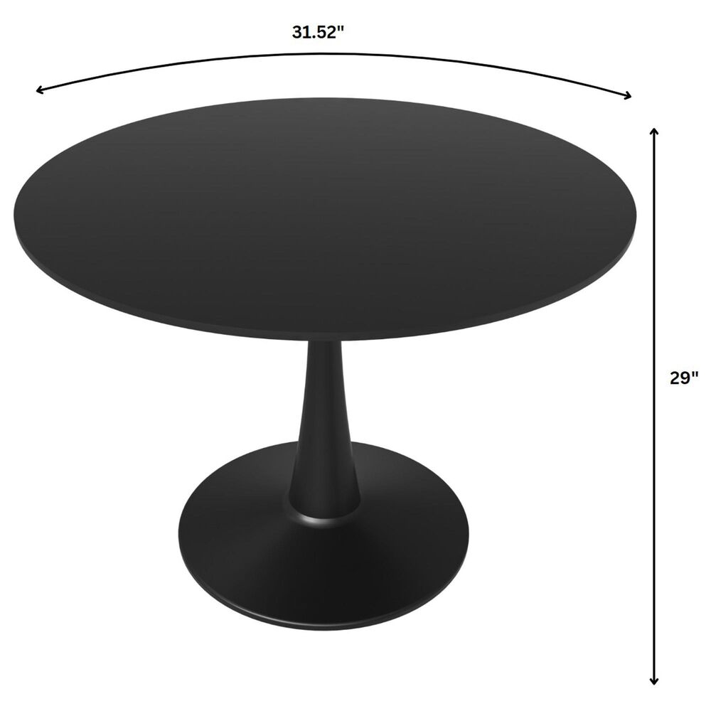 Leisuremod LeisureMod Bristol Mid-Century Modern Round Dining Table with a 31 Wood Top and Iron Pedestal Base with Gloss Finish for Kitchen and Dining Room, , large
