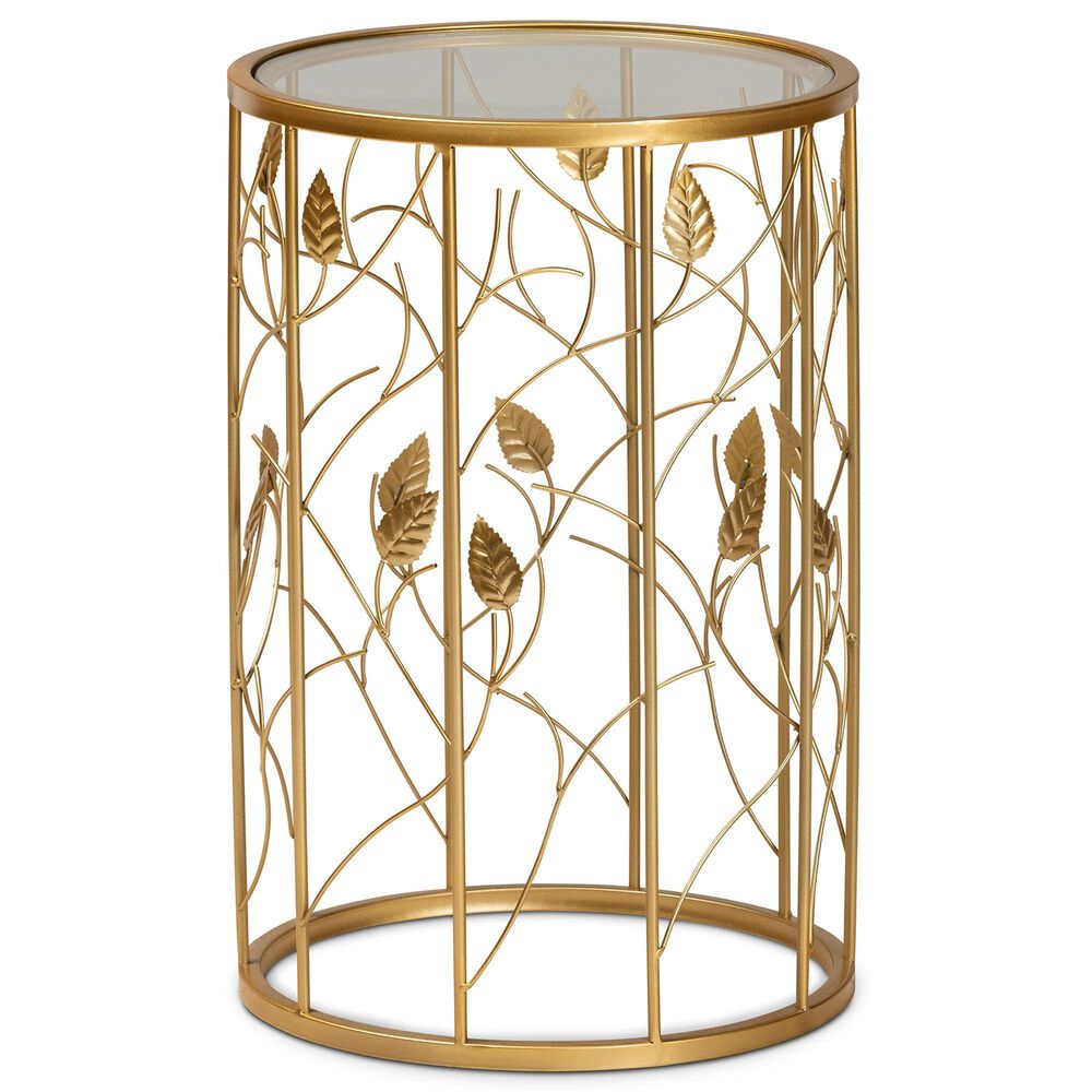 Baxton Studio Anaya End Table in Brushed Gold, , large