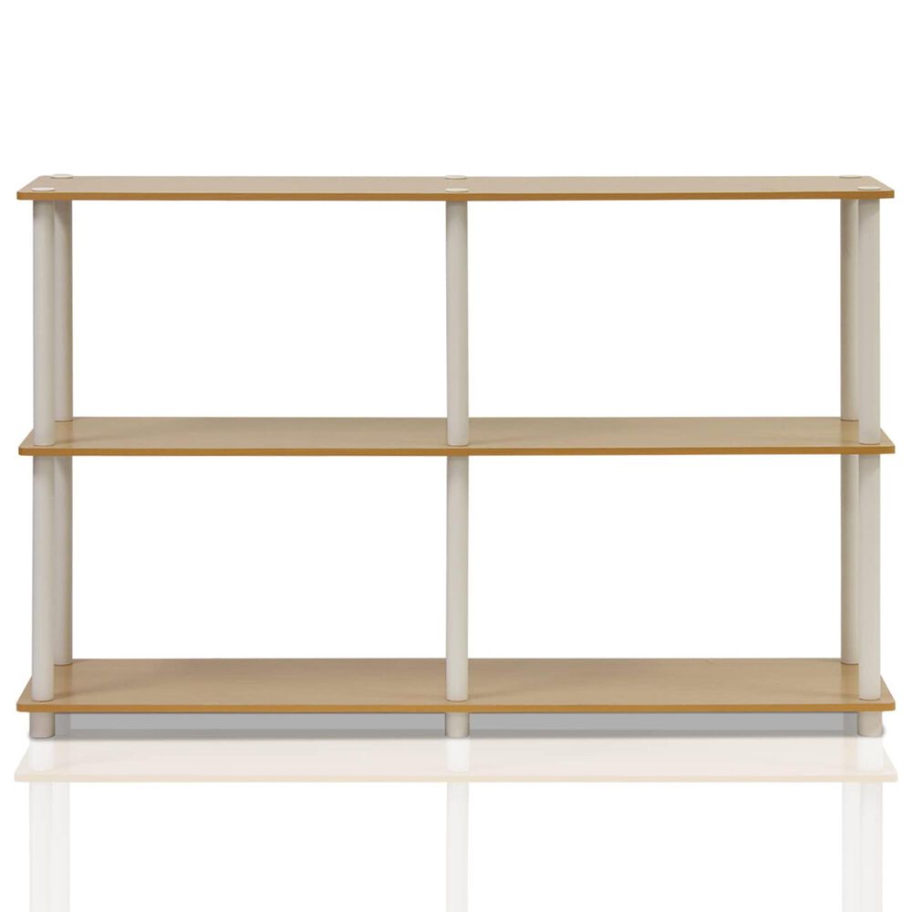 HOMLUX Turn-N-Tube 3-Tier Double Size Storage Display Rack in Beech and White, , large