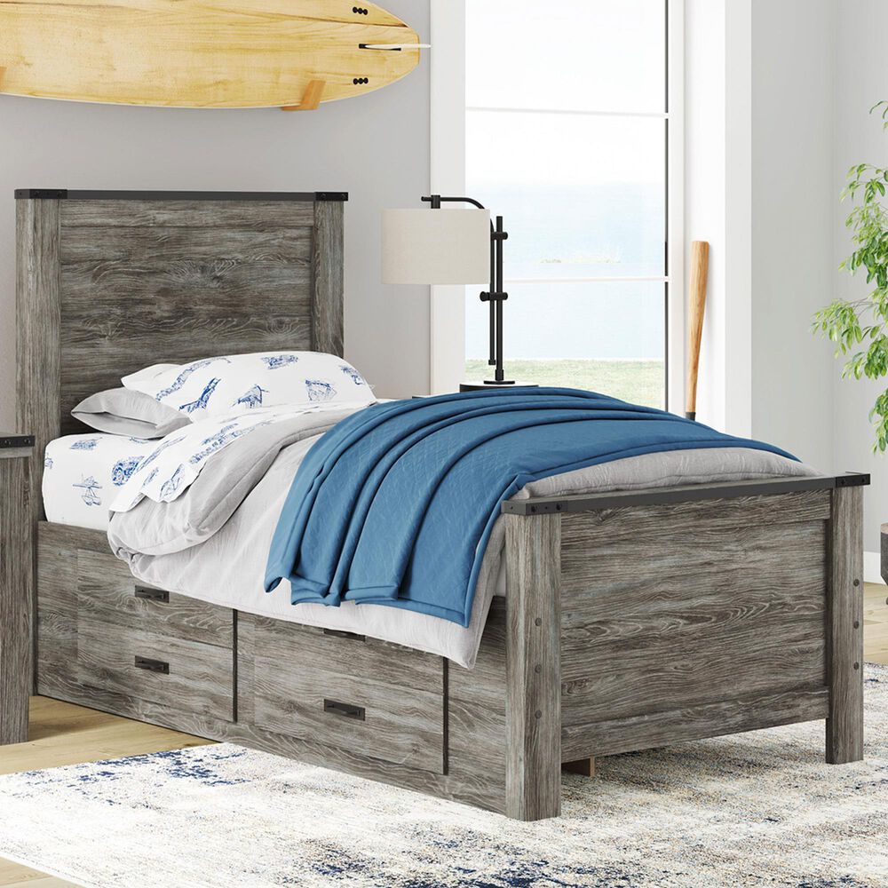Ashley Frandern Twin Platform Bed with Storage in Warm Gray, , large