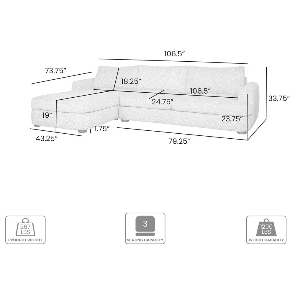 Blue River Reid 2-Piece Left Facing Sectional Sofa in Snow Fleck, , large
