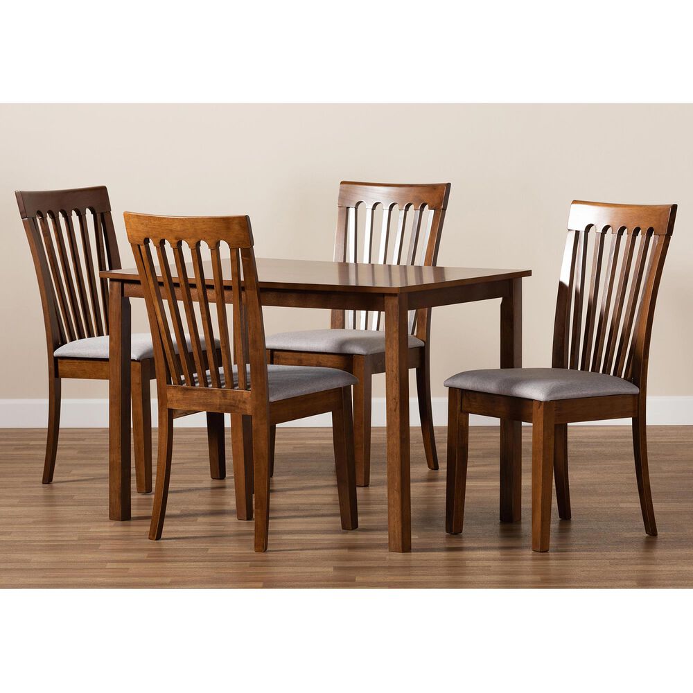 Baxton Studio Seda 5-Piece Dining Set in Grey/Walnut Brown, , large