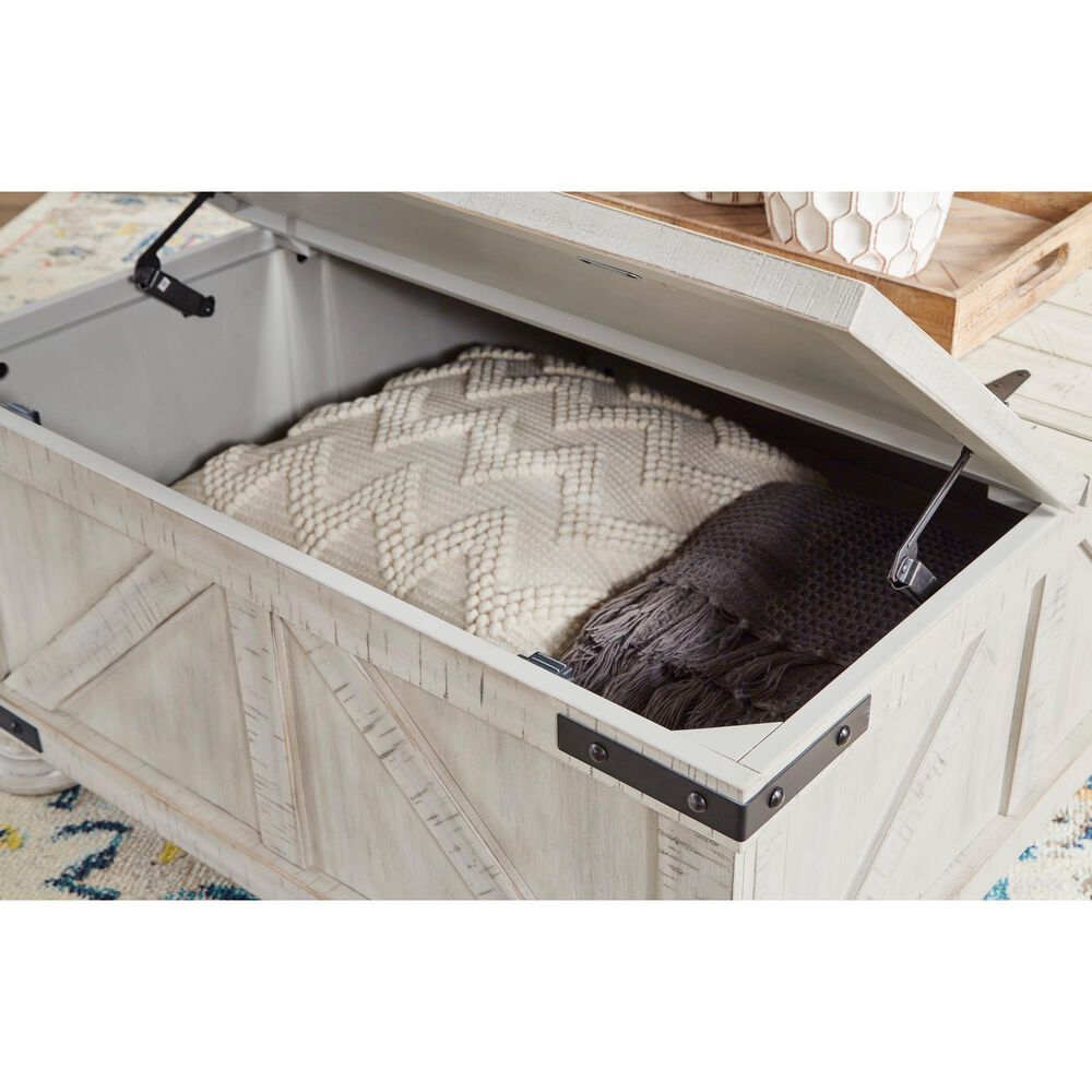Ashley Carynhurst Cocktail Table with Storage in Whitewash, , large