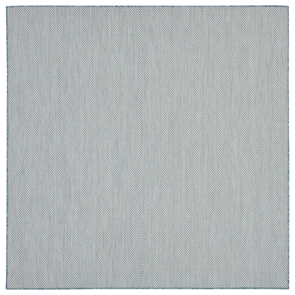 Nourison Courtyard Ivory and Aqua 8" Square Indoor/Outdoor Area Rug, , large