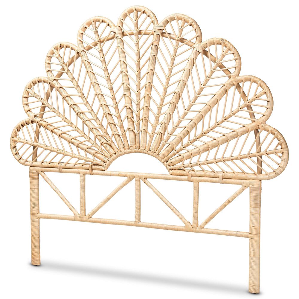 Baxton Studio Variel Queen Rattan Headboard in Natural Brown, , large