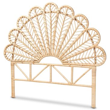Baxton Studio Variel Queen Rattan Headboard in Natural Brown, , large