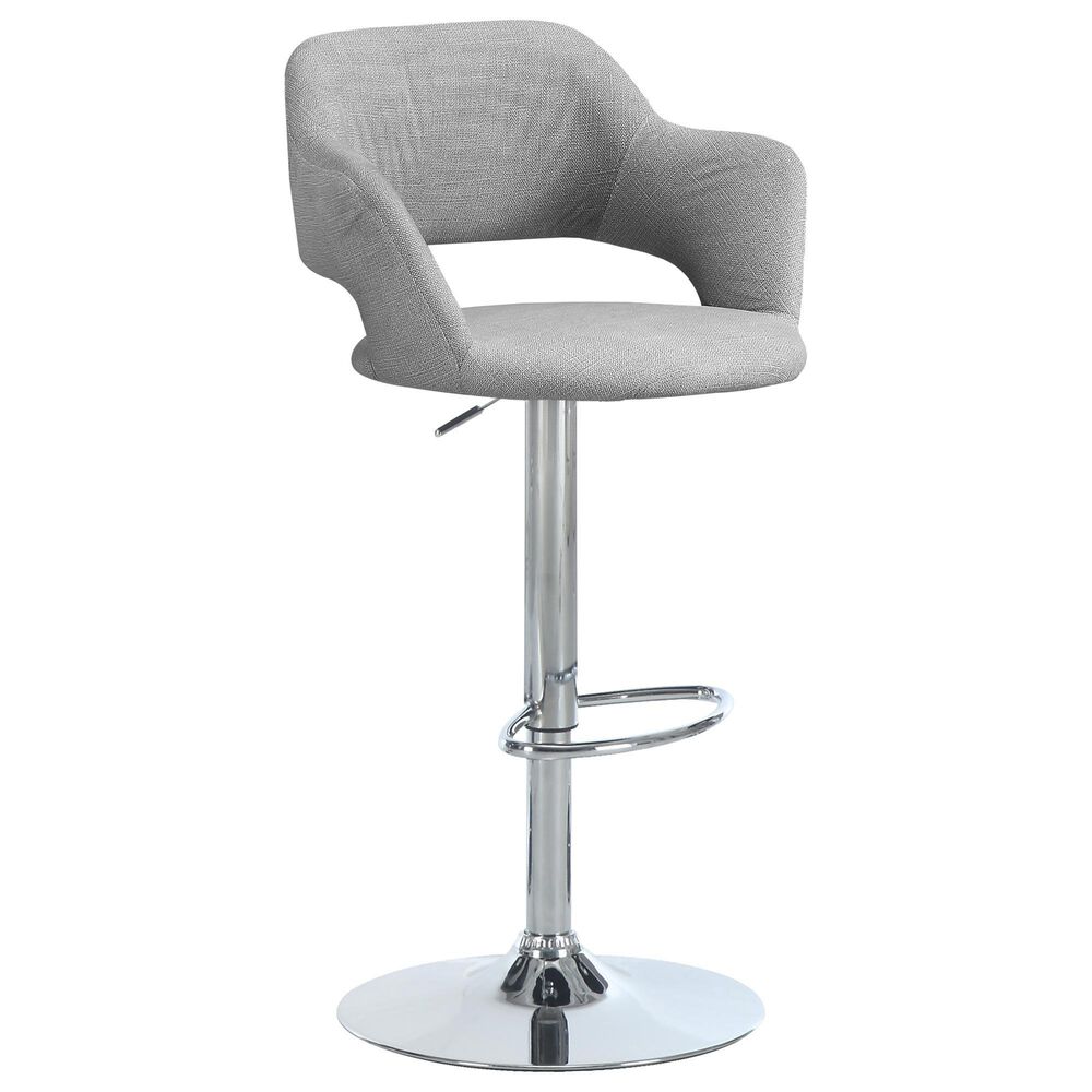 Monarch Specialties Bar Stool in Grey Fabric and Chrome Metal with Lift, , large