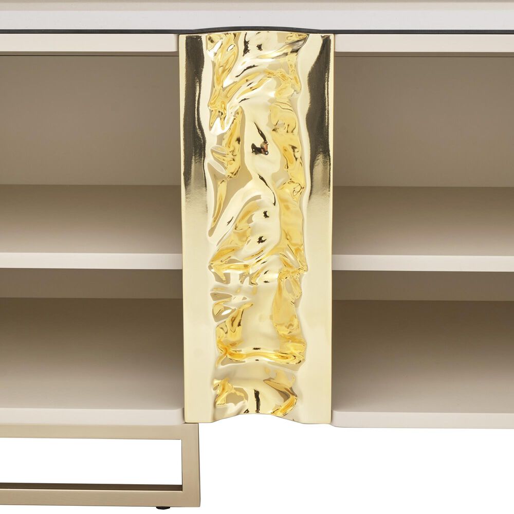 Vista Haus Lisbon 95.5&quot; Media Cabinet in Silken Matte Cream and Gold, , large