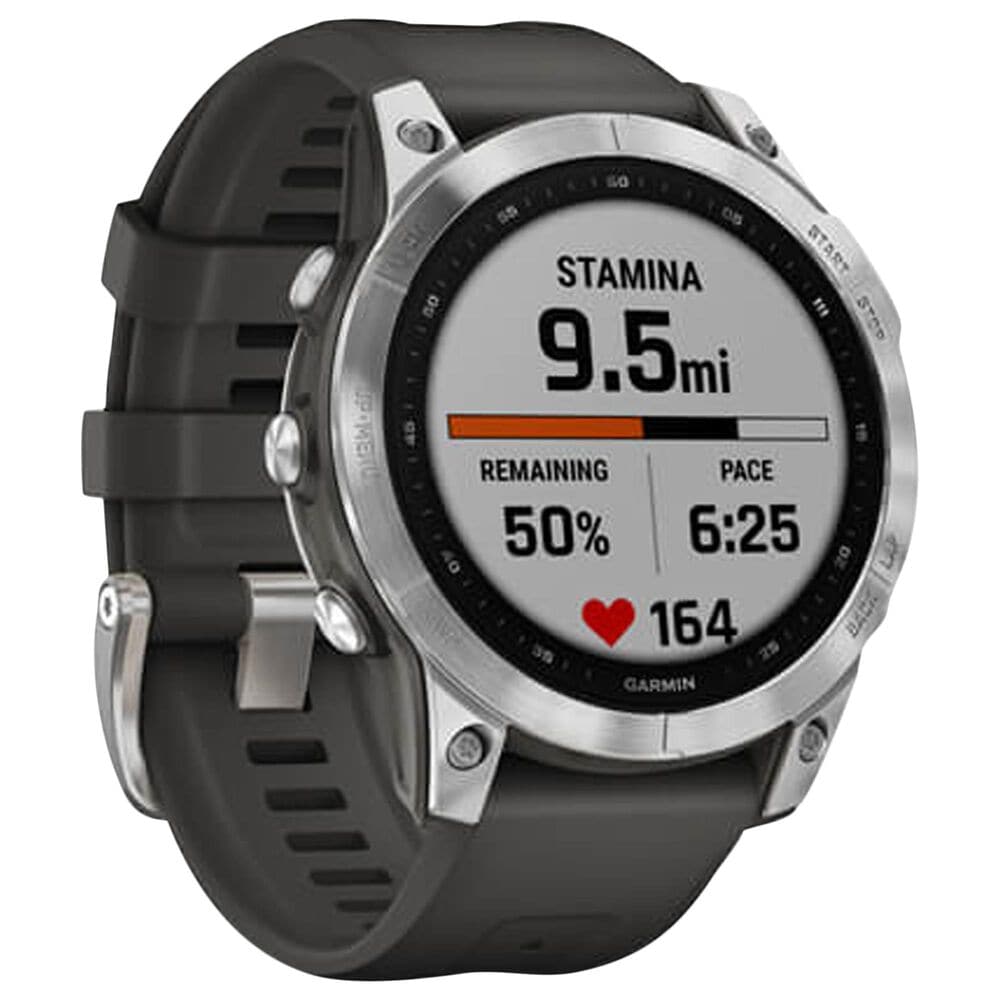 Garmin Fenix 7 Standard Edition Smartwatch in Silver with Graphite Band, , large