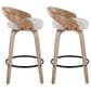 LumiSource Grotto 26" Swivel Counter Stool with Oat Fabric Upholstery in Whitewashed and Black (Set of 2), , large