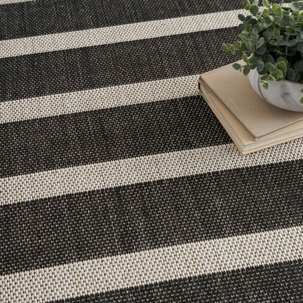 Nourison Positano POS03 Black and Ivory 9&#39; x 12&#39; Indoor/Outdoor Area Rug, , large