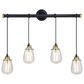 Vaxcel Kassidy 4-Light Linear Chandelier in Black and Natural Brass, , large