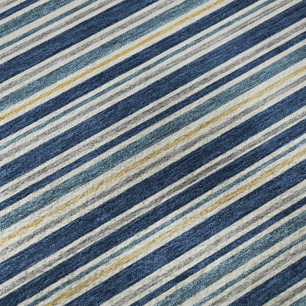 Dalyn Rug Company Soft Essentials Striped Navy 8' Round Indoor/Outdoor Area Rug, , large