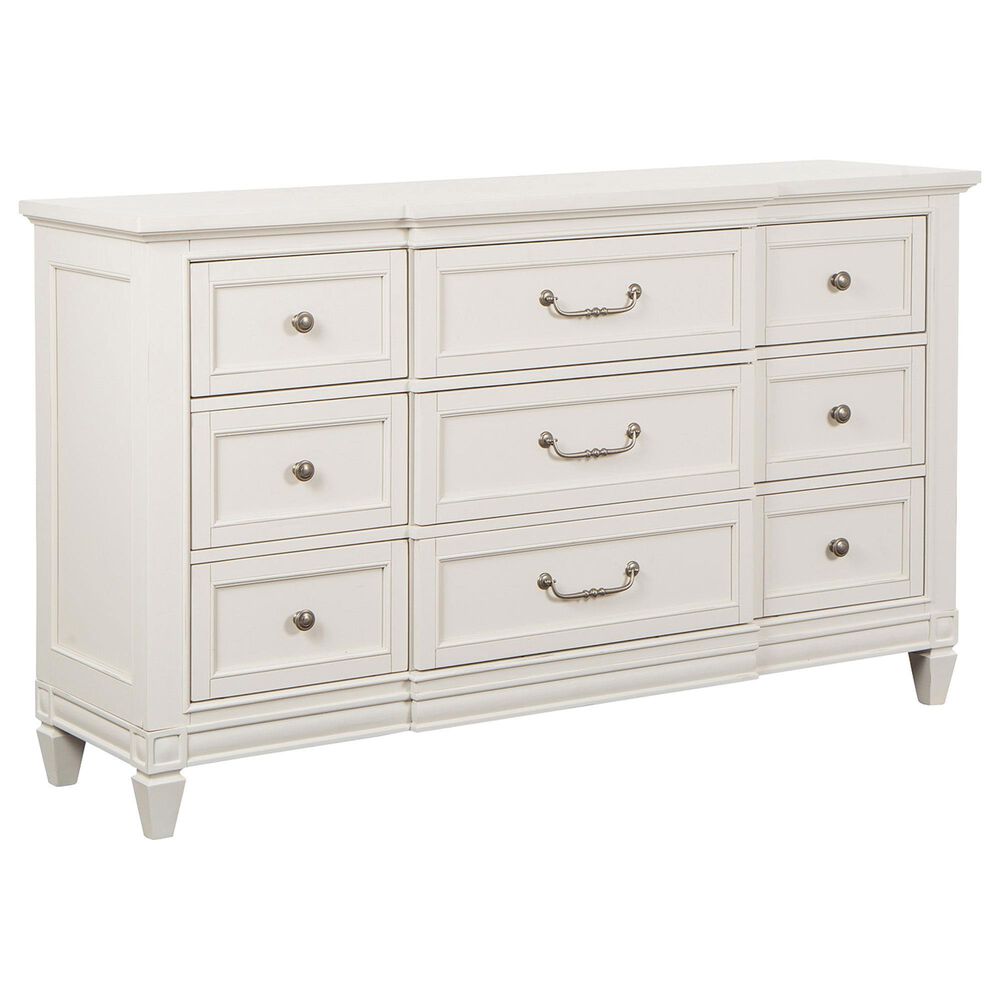 Nicolette Home Willowbrook King Panel Bed with Dresser and Nightstand in Egg Shell White, , large
