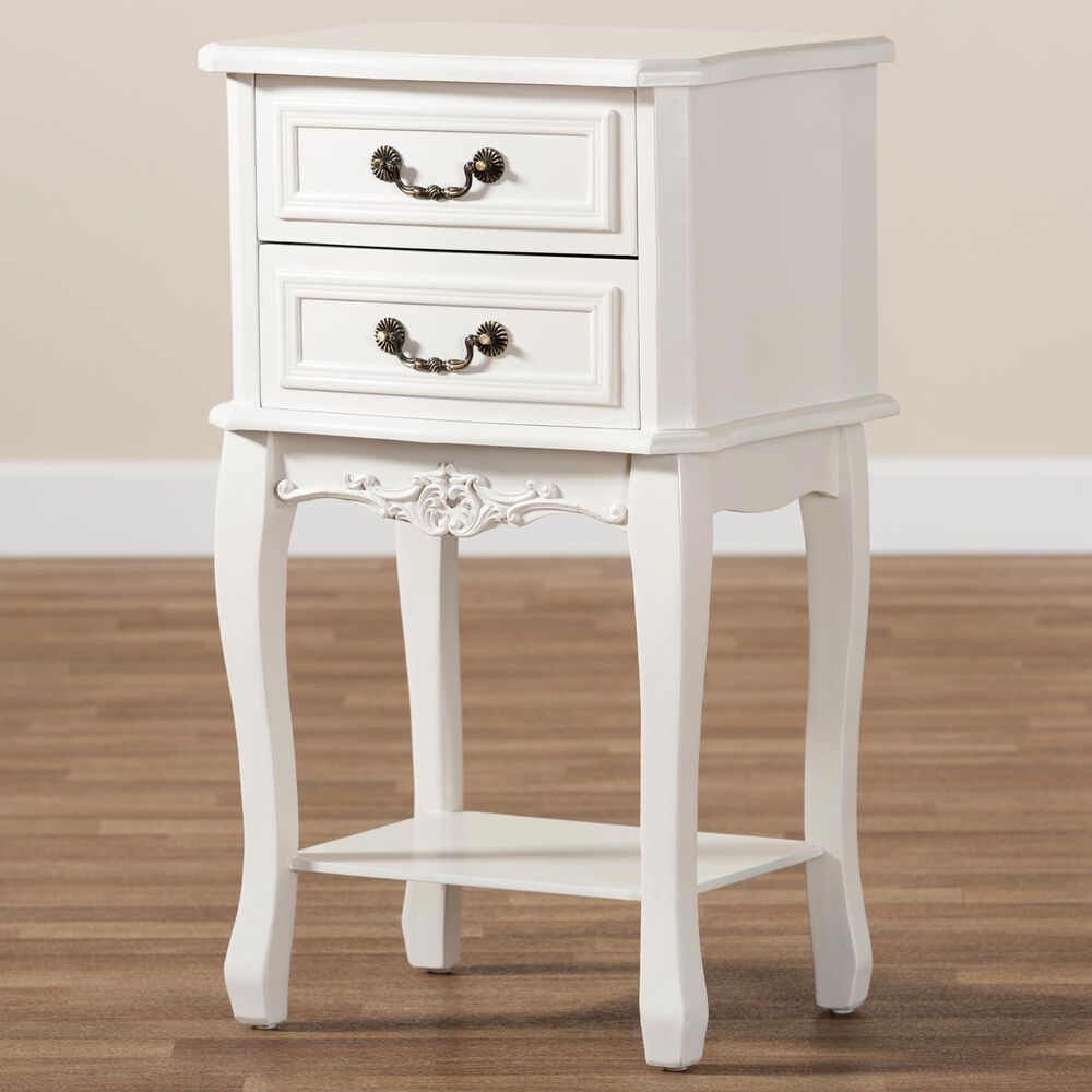 Baxton Studio Gabrielle 2-Drawer End Table in White, , large