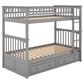Hearth and Haven Twin over Twin Convertible Bunk Bed with Drawers in Gray, , large