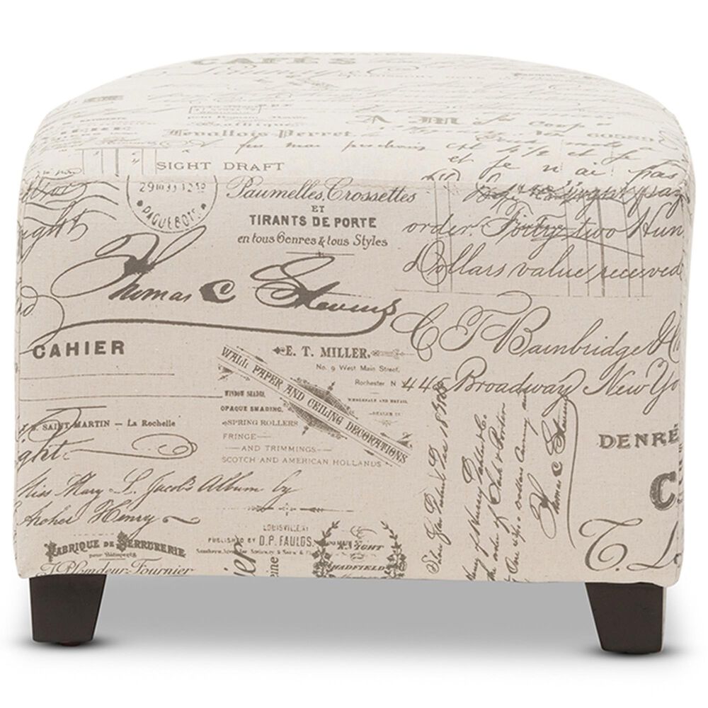 Baxton Studio Benson Club Chair and Ottoman Set with Beige Cushion in Coffee, , large