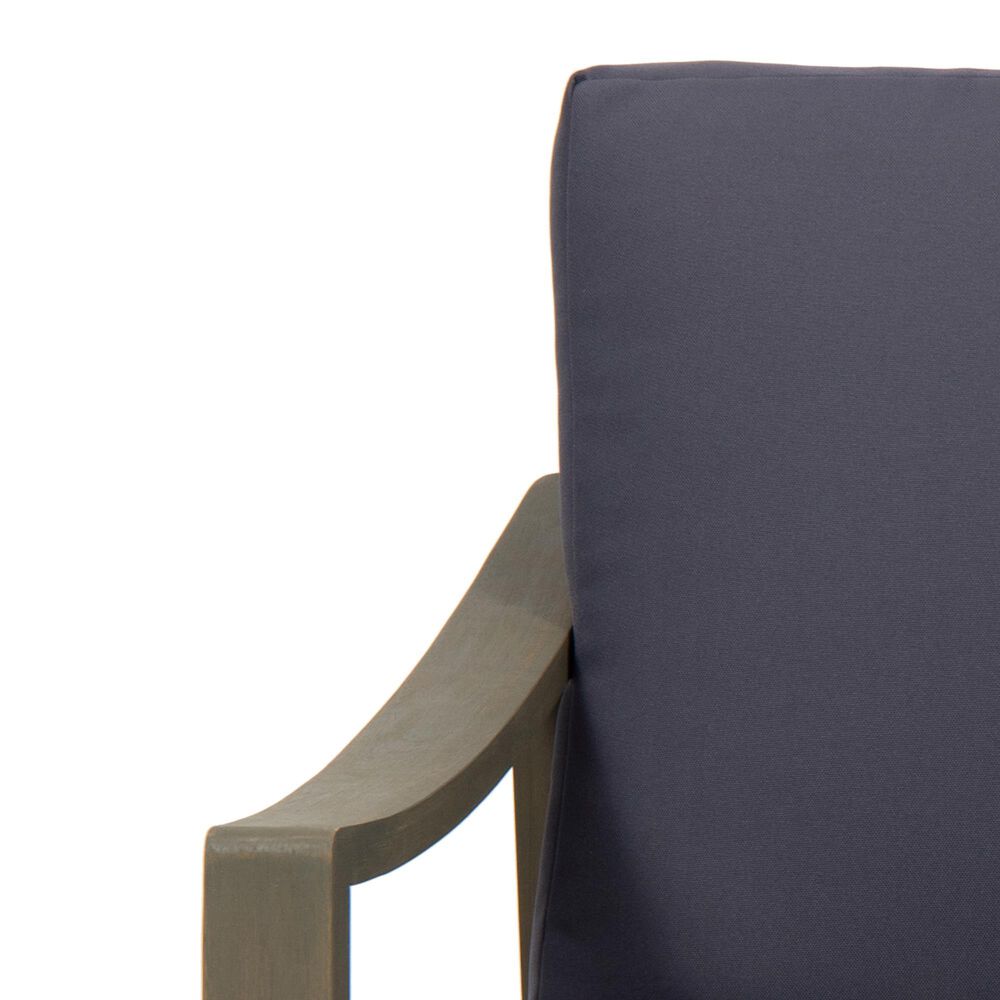 Hearth and Haven Samwell Outdoor Club Chair with Blue Cushion in Dark Grey, , large