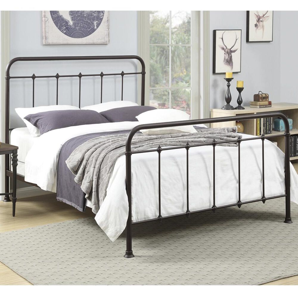 Accentric Approach Accentric Accents Benton Queen All-In-One Metal Bed in Brown, , large