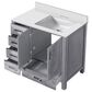 Lexora Home Jacques 36" Right Offset Single Bathroom Vanity in Distressed Grey with 2 cm White Quartz Top and Rectangular Sink, , large