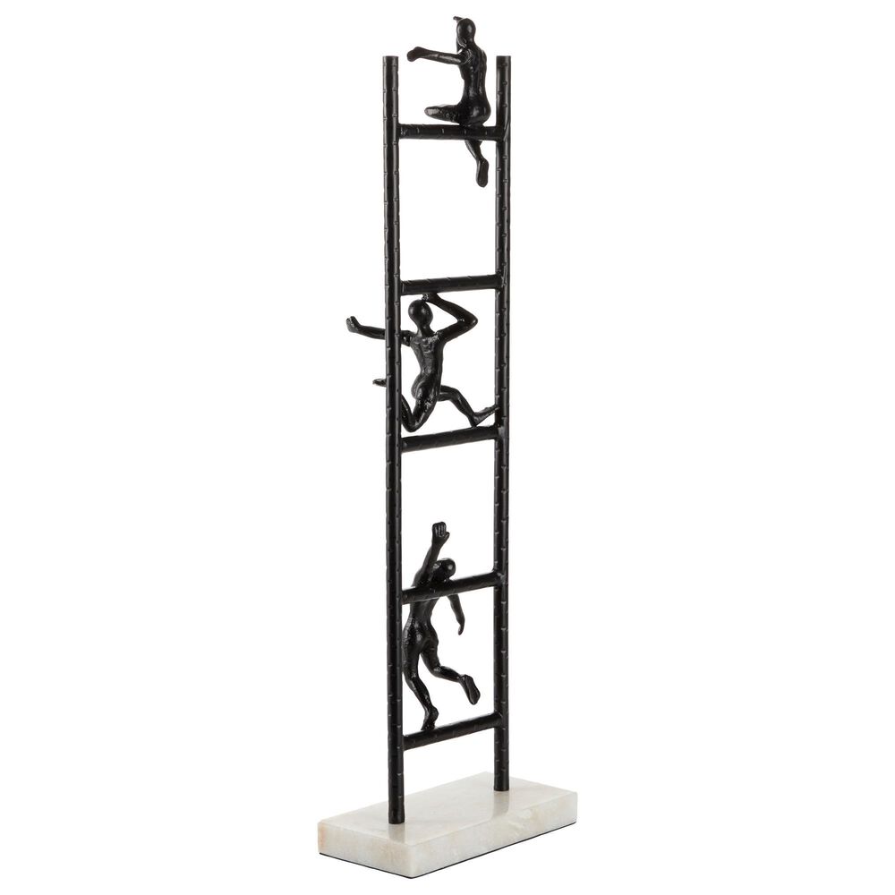 Maple and Jade 27&quot; Human Climbing Ladder Sculpture in Glossy Black, , large