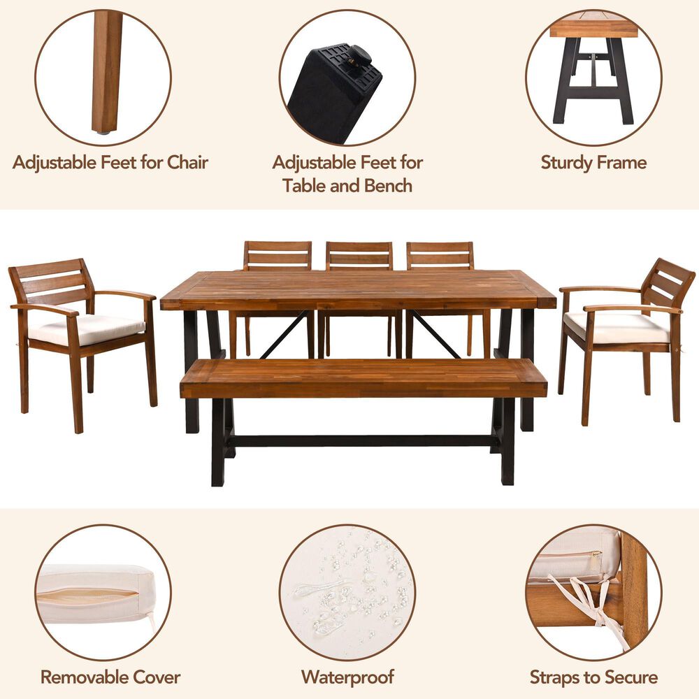 Hearth and Haven 7-Piece Outdoor Dining Set in Nature, , large