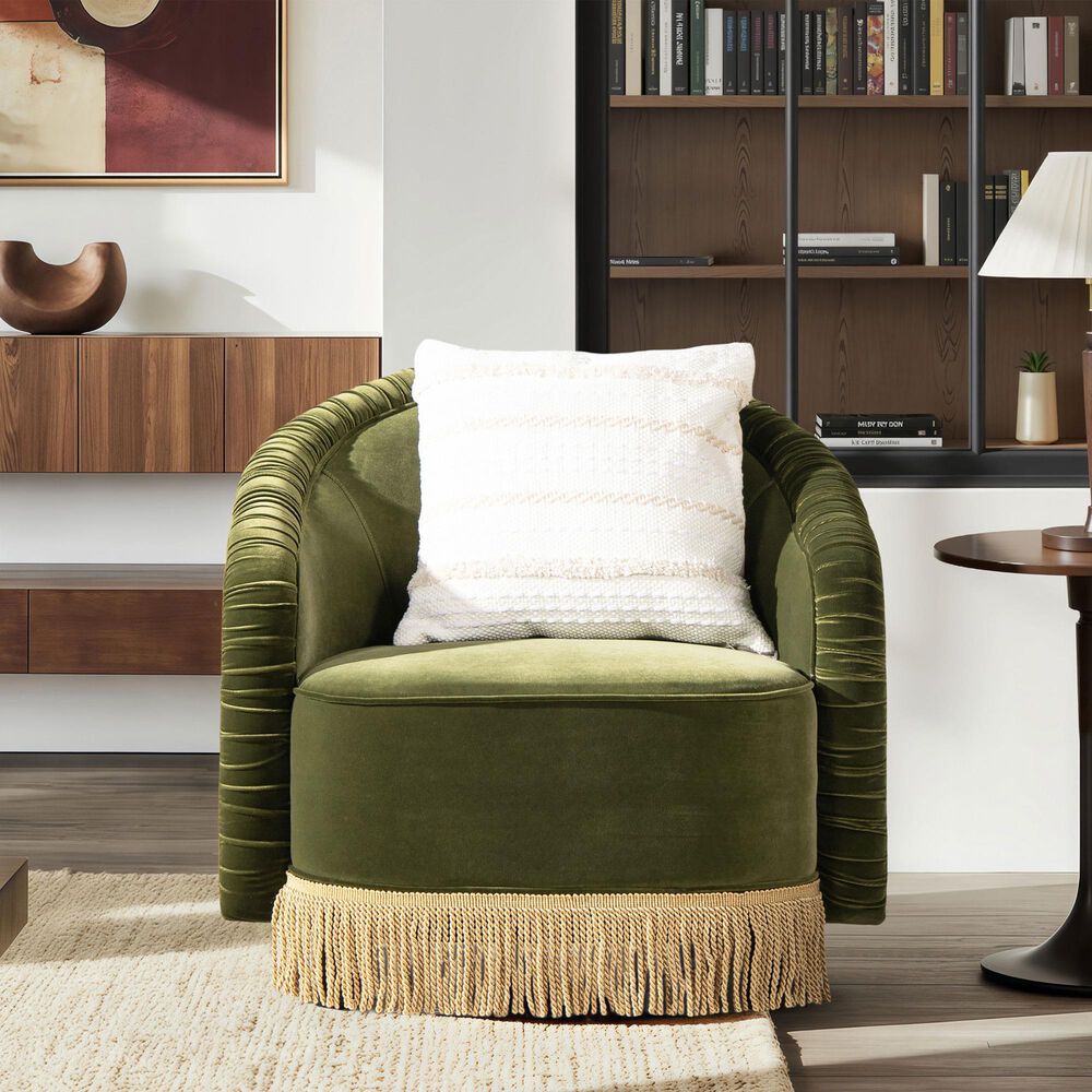 Jennifer Taylor Home Serena Barrel Accent Chair in Olive Green, , large